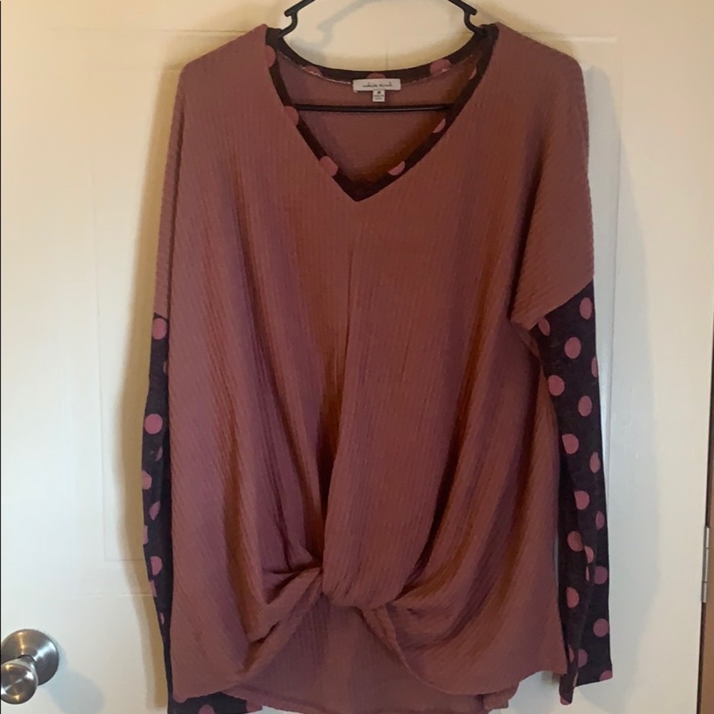 Muave Boutique Top with Polka Dots